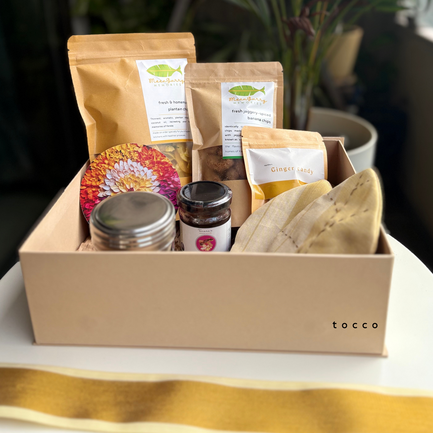 traditional Onam gift hamper. Kerala gifting. South Indian festival gift hamper