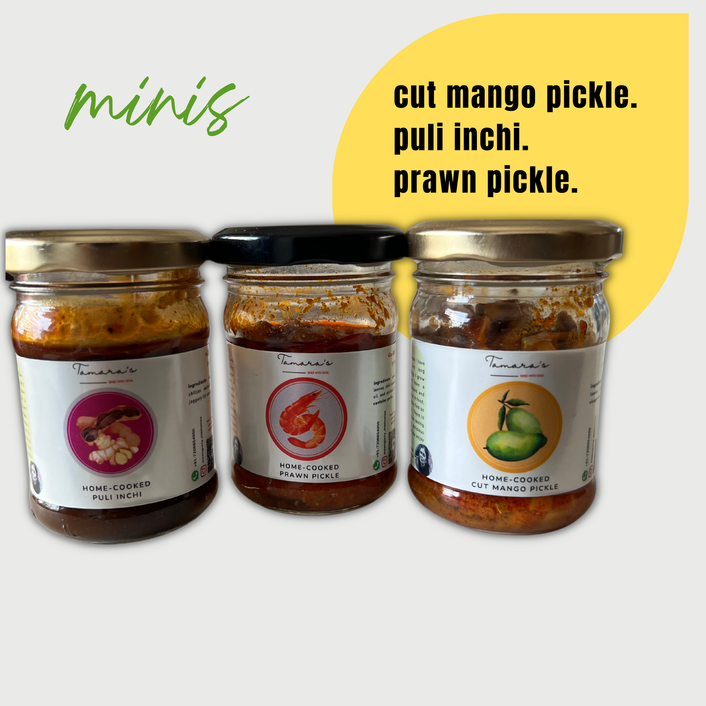 Homemade Puli Inji-Cut Mango-Prawn Pickle Combo-Tocco